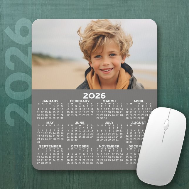 Calendar with Photo - Year View Vertical Mouse Pad (2026 Calendar Mousepad)