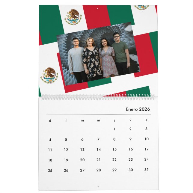 Calendario Personalizado  Bandera de Mexico 2026 Calendar (Jan 2026)