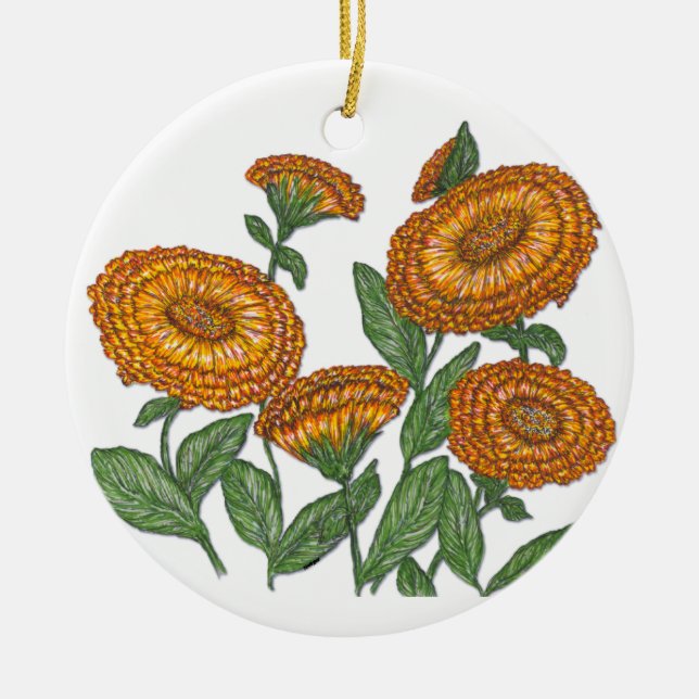 Calendula Ceramic Tree Decoration (Front)