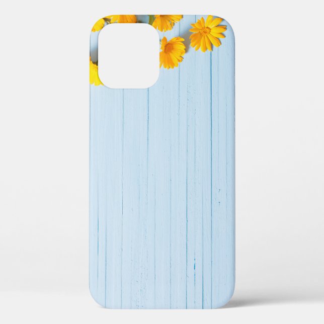 Calendula Flowers: Blue Wooden Background Case-Mate iPhone Case (Back)