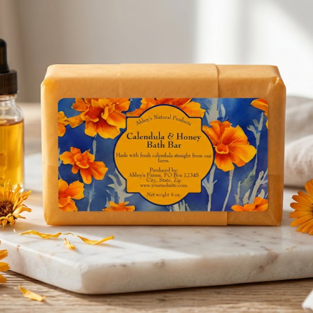 Calendula Flowers Soap or Cosmetics Label (Creator Uploaded)