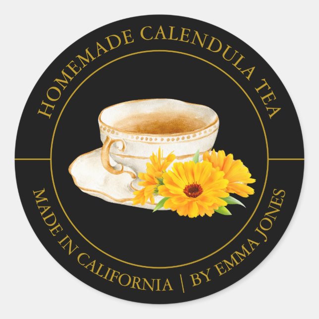 Calendula Tea Modern label (Front)