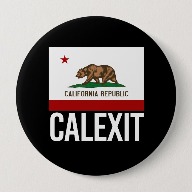 Calexit - California Exit Flag white  - - 10 Cm Round Badge (Front)