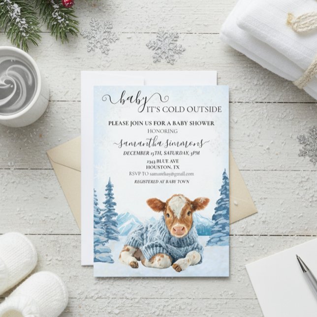 Calf Baby It's Cold Outside Shower Winter  Invitation (Creator Uploaded)