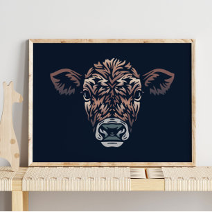 Calf Farm Animal Portrait Calf Wall Print