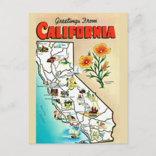 Calfornia Map Postcard