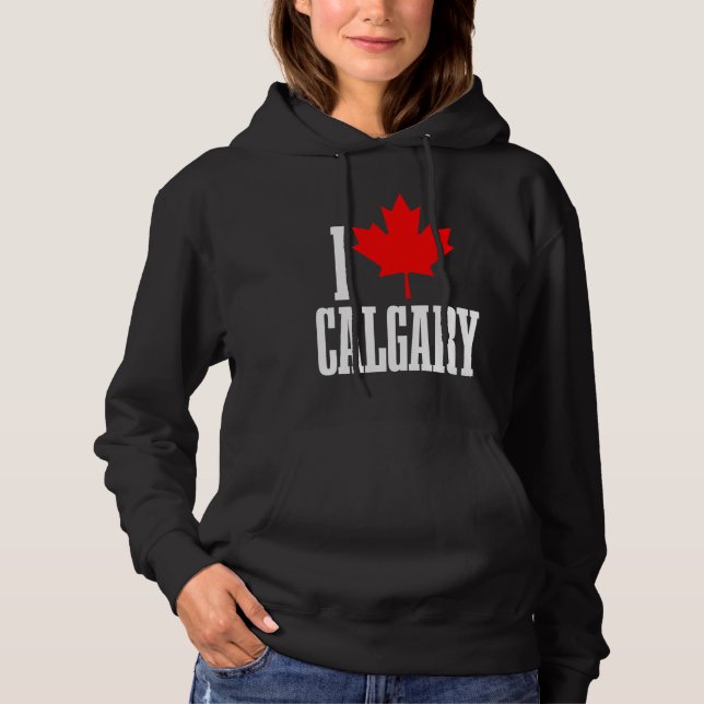Calgary Alberta Canada Maple Leaf Canadian Flag Pr Hoodie (Front)