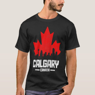 Calgary Alberta Canada Maple Leaf Canadian Flag Sk T-Shirt
