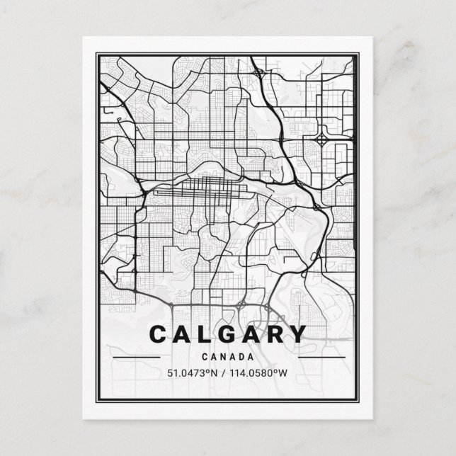 Calgary Alberta Canada Travel City Map Postcard (Front)