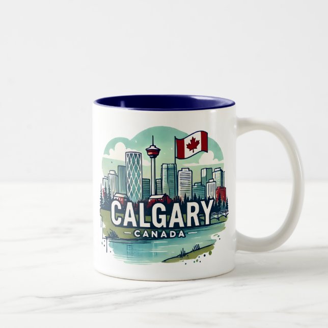 Calgary Alberta Canada  Two-Tone Coffee Mug (Right)