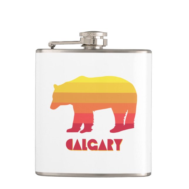 Calgary Alberta Rainbow Bear Hip Flask (Front)