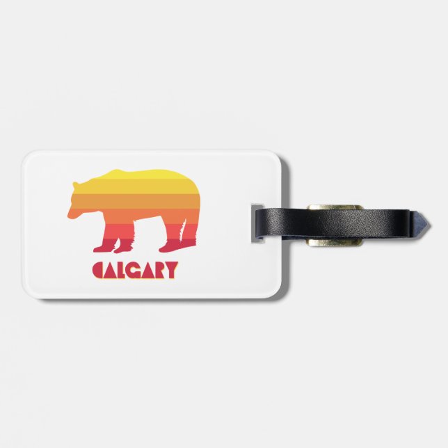 Calgary Alberta Rainbow Bear Luggage Tag (Back Horizontal)