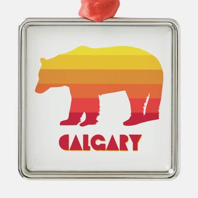 Calgary Alberta Rainbow Bear Metal Tree Decoration (Front)