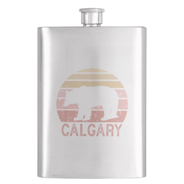 Calgary Alberta Retro Bear Hip Flask (Front)