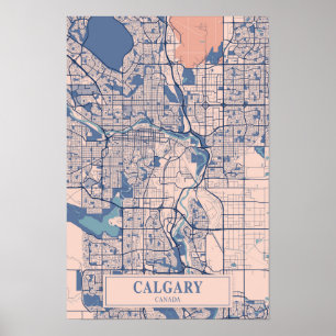 Calgary Canada Breezy City Map Travel Poster