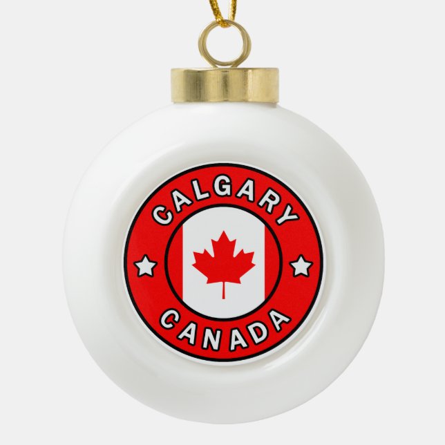 Calgary Canada Ceramic Ball Christmas Ornament (Front)