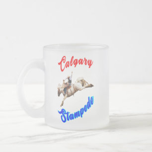 Calgary Canada Horses July Riders Calgary Stampede Frosted Glass Coffee Mug