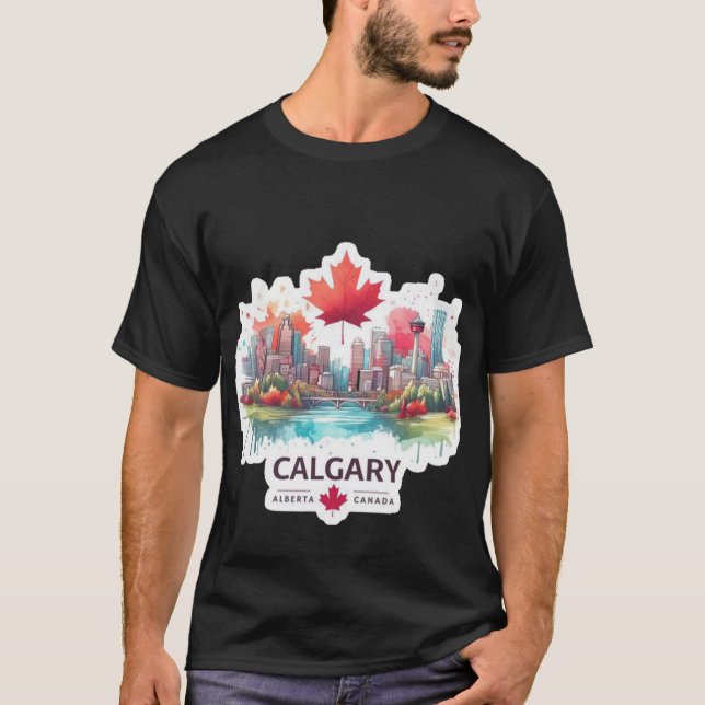 Calgary Canada Skyline Art T-Shirt (Front)