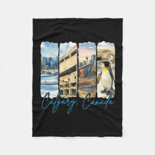 Calgary Canada Traveling Trip Brushstroke Souvenir Fleece Blanket