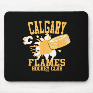 Calgary Flames Hockey Puck Burst Red Officially Li Mouse Pad