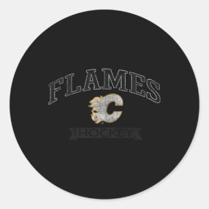 Calgary Flames Vintage Hockey Red Nhl Officially L Classic Round Sticker