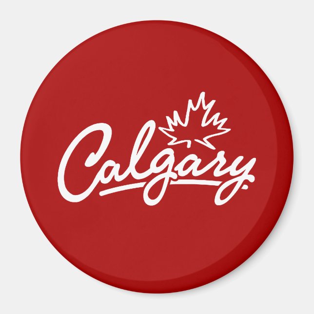 Calgary Leaf Script Magnet (Front)