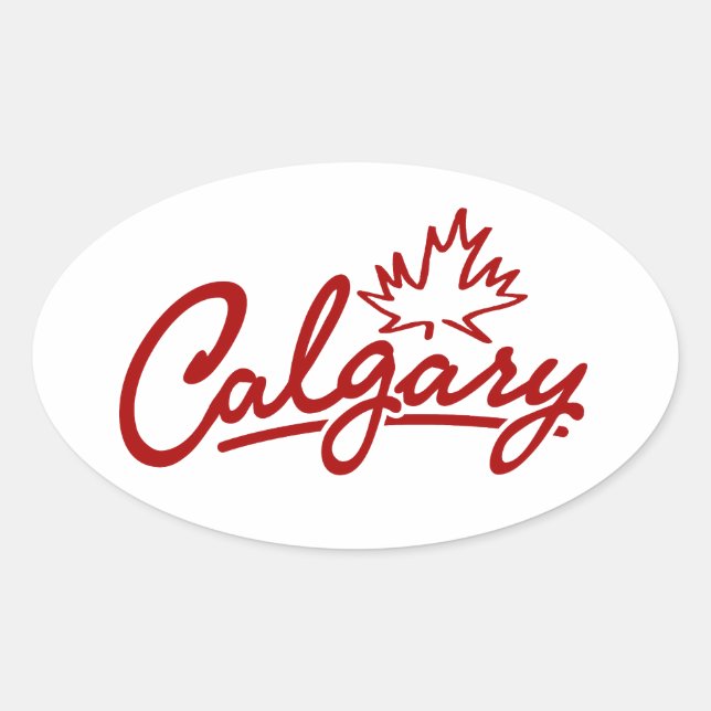 Calgary Leaf Script Oval Sticker (Front)
