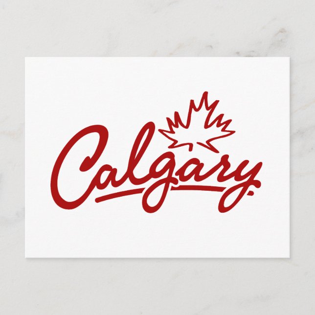 Calgary Leaf Script Postcard (Front)