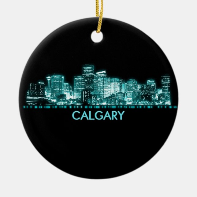 Calgary Skyline Ceramic Tree Decoration (Front)