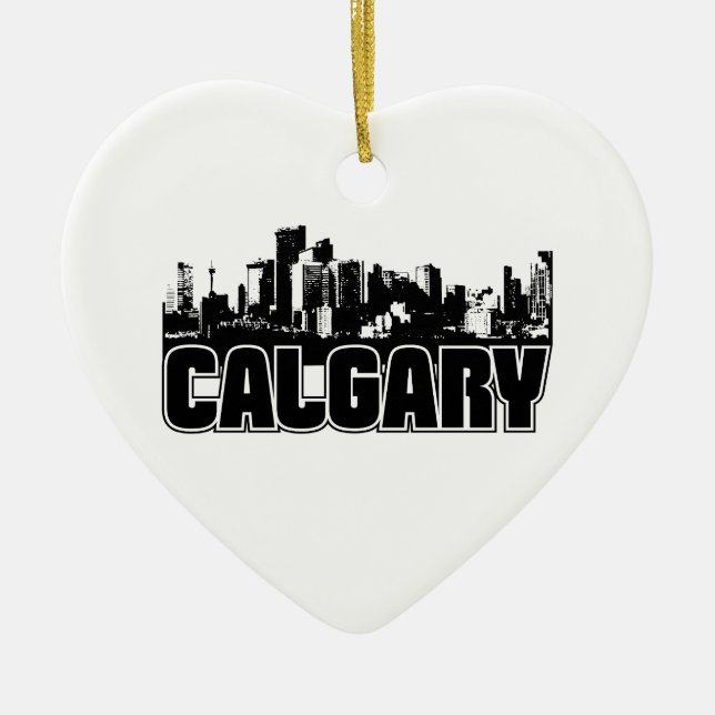 Calgary Skyline Ceramic Tree Decoration (Front)
