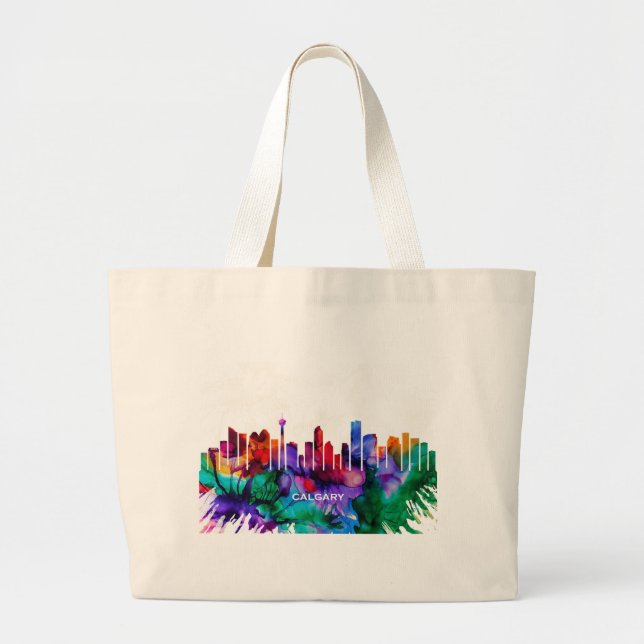 Calgary Skyline Large Tote Bag (Front)