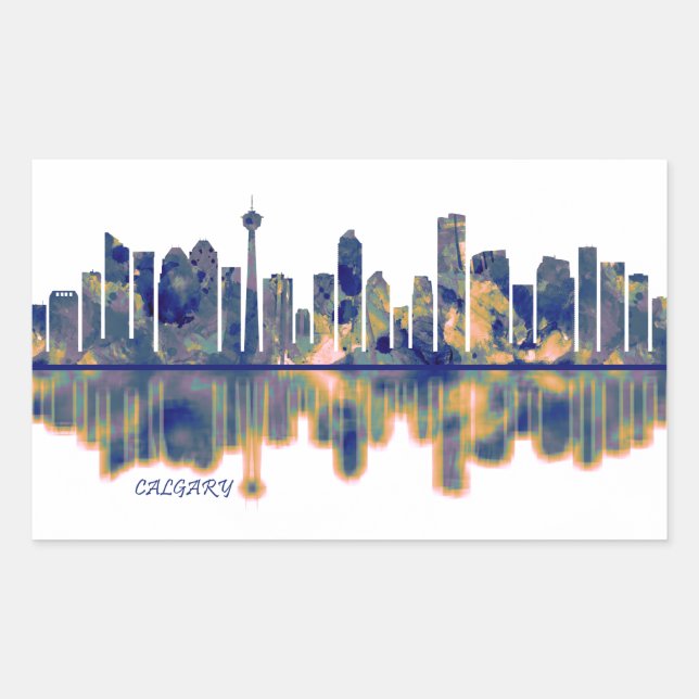 Calgary Skyline Rectangular Sticker (Front)