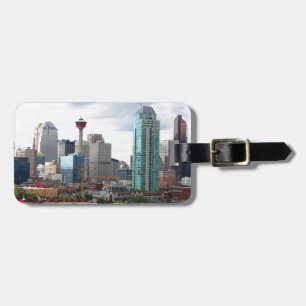 Calgary skyline with buildings and tower luggage tag