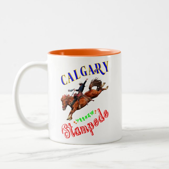 Calgary Yeehaw Stampede Two-Tone Coffee Mug (Left)