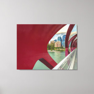 Calgary's Peace Bridge and Cityscape Canvas Print