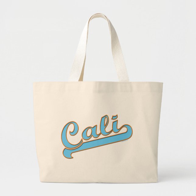 Cali California Surfer Logo in Blue Large Tote Bag (Front)