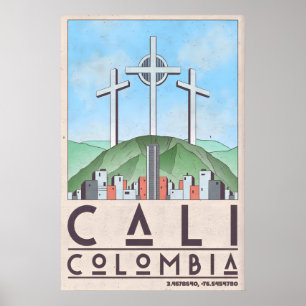 Cali Colombia Art Print Vintage Travel Style