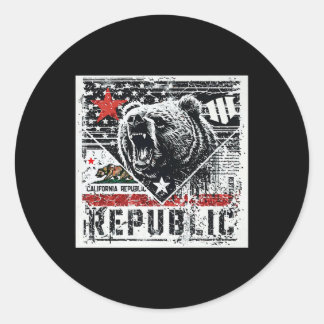 Cali Grizzly Grit – Graphic Tee Premium  Classic Round Sticker