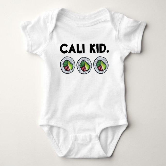 Cali Kid Japanese Food California Sushi Roll Baby Bodysuit (Front)