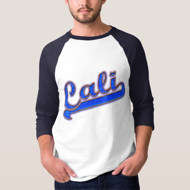 Cali Logo Blue Wave Yellow Outline T-shirt (Front)
