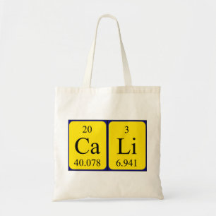 Cali periodic table name tote bag