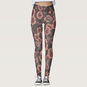 Cali Poppies Oversize Print in Grey & Salmon Leggings