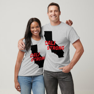 CALI STRONG Red Blk CA Outline Heart T-Shirt