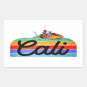 Cali Summer Vintage Style Rectangular Sticker