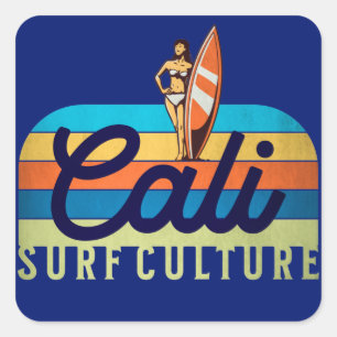 Cali Surf Culture Vintage Style Square Sticker