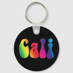Cali Tie-Dye California Hippie Logo Key Ring