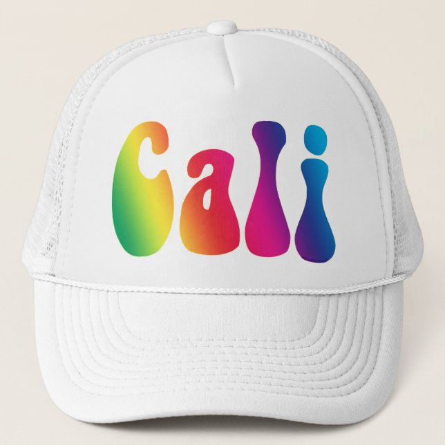 Cali Tie-Dye California Hippie Logo Trucker Hat (Front)