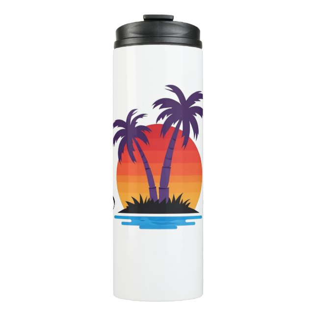 Cali Vibes Sunset Palm Tree Thermal Tumbler Mug (Front)