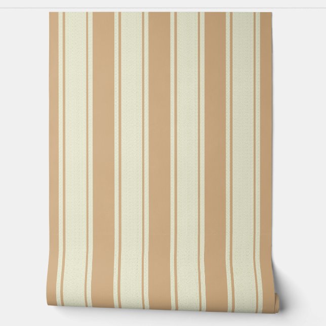 Calico and cream ticking wallpaper (Unrolling)
