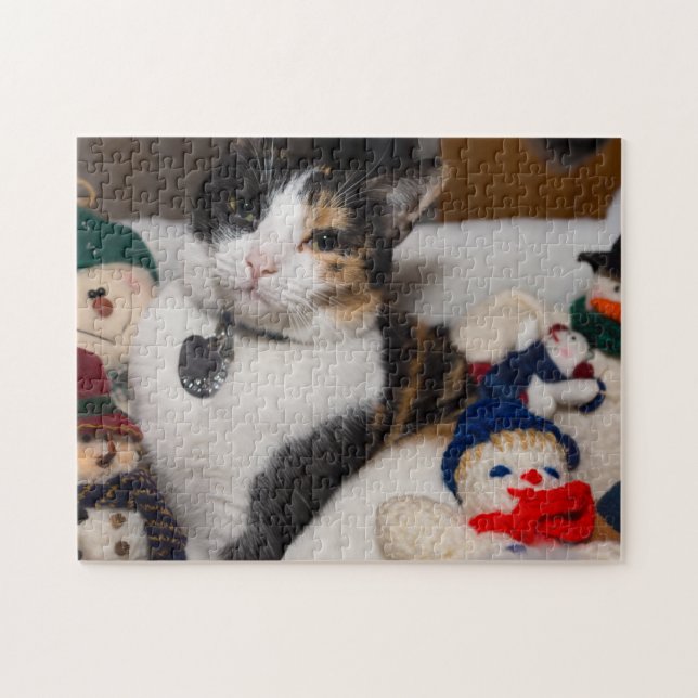 Calico And Snowmen Jigsaw Puzzle (Horizontal)